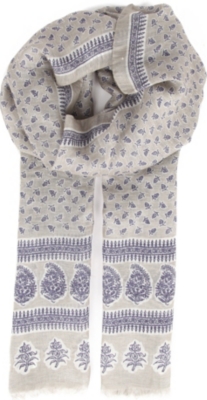 DRAKES Plant-print scarf