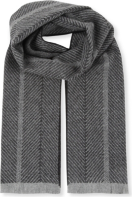JOHNSTONS Jacquard herringbone cashmere scarf