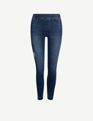 SPANX: Distressed skinny high-rise stretch-denim jeans