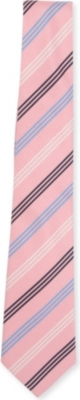 ATKINSONS Triple-stripe printed silk-blend tie