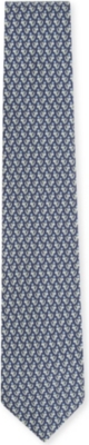 FERRAGAMO Horseshoe and flower-printed silk tie