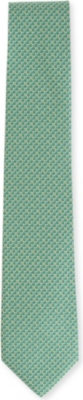 FERRAGAMO Four-leaf clover printed silk tie