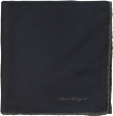 FERRAGAMO Contrast-edge silk pocket square