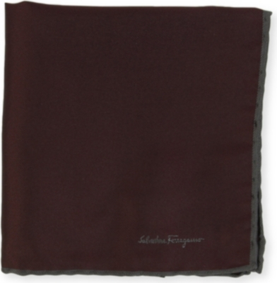 FERRAGAMO Contrast-edge silk pocket square