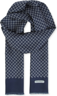 FERRAGAMO Gancino-printed silk scarf