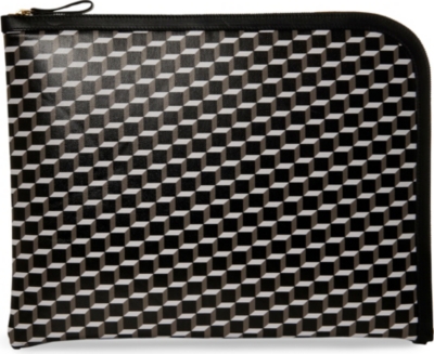PIERRE HARDY Cube&ndash;printed document case (Black/black