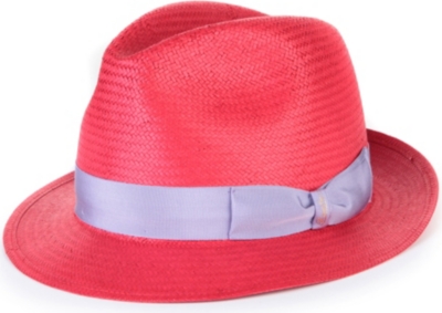 BORSALINO Woven-straw ribbon trilby