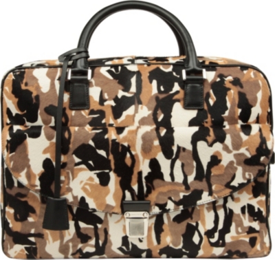 JIMMY CHOO Hanover camo-ponyskin briefcase