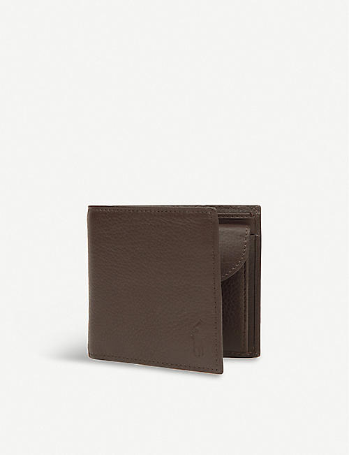 POLO RALPH LAUREN: Pebbled coin-pocket leather wallet