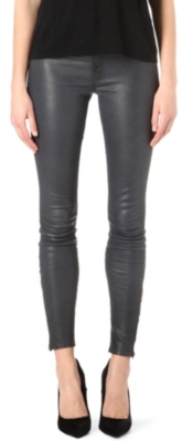 J BRAND L8001 super-skinny mid-rise leather jeans