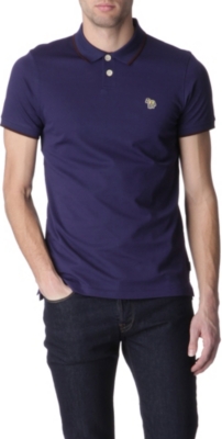 PAUL SMITH JEANS Zebra appliqu&eacute; mercerised-cotton polo shirt
