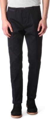 PAUL SMITH RED EAR Tapered mercerised-cotton trousers