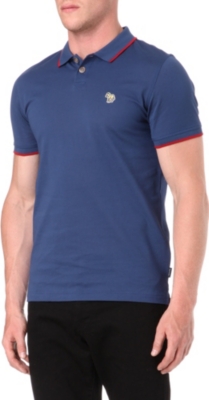 PAUL SMITH JEANS Zebra appliqué mercerised-cotton polo shirt