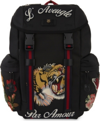 GUCCI - Tiger embroidered backpack | www.bagsaleusa.com