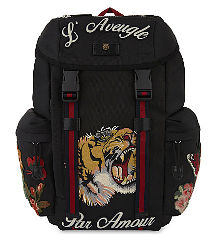 GUCCI - Tiger embroidered backpack | mediakits.theygsgroup.com