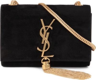 SAINT LAURENT Cassandre small suede shoulder bag