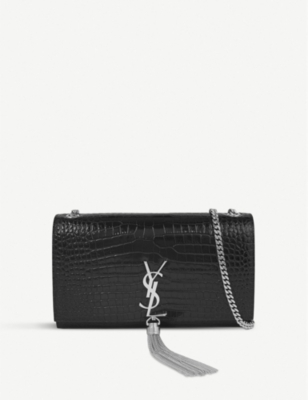 Kate monogram croc-embossed leather shoulder bag(3421905)