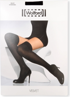 WOLFORD Velvet over&ndash;the&ndash;knees socks (Black
