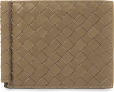 BOTTEGA VENETA Woven leather moneyclip card holder