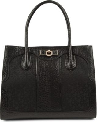 DKNY Town & Country twill and leather tote