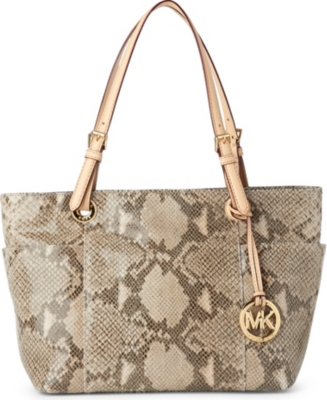 MICHAEL KORS Jet Set top-zip mock-python tote