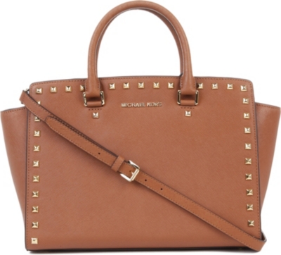 MICHAEL KORS Selma studded saffiano satchel