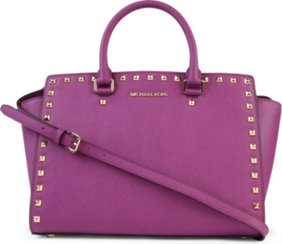 MICHAEL KORS Selma studded saffiano satchel