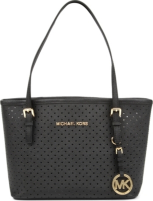 MICHAEL KORS Jet Set Travel mini perforated leather tote