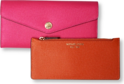 MICHAEL KORS Saffiano leather tri-fold wallet (Zinnia