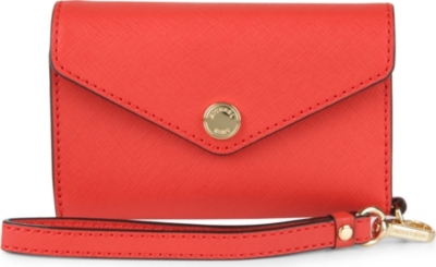 MICHAEL KORS Saffiano leather iPhone wallet wristlet