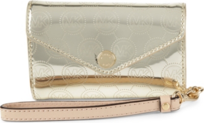 MICHAEL KORS Metallic leather iPhone wallet wristlet
