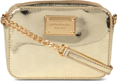 MICHAEL KORS Jet Set metallic leather cross-body wallet