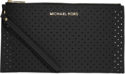 MICHAEL KORS Jet Set perforated-leather clutch
