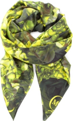 MCQ ALEXANDER MCQUEEN Neon petal-print silk scarf