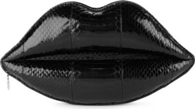 LULU GUINNESS Metallic padded lips clutch