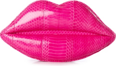 LULU GUINNESS Metallic padded lips clutch