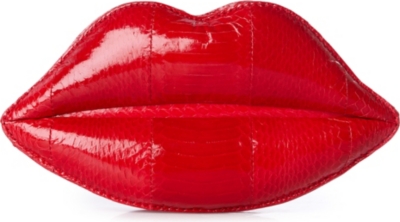 LULU GUINNESS Metallic padded lips clutch