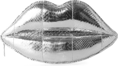 LULU GUINNESS Metallic padded lips clutch