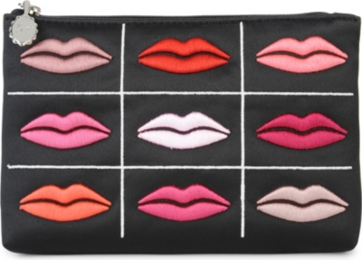 LULU GUINNESS Lips grid satin pouch