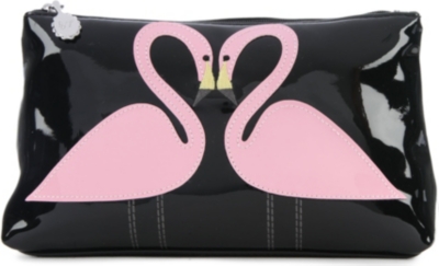 LULU GUINNESS Kissing Flamingos pouch