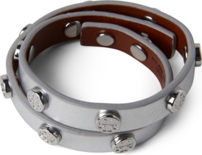 TORY BURCH Leather wrap bracelet (Silver