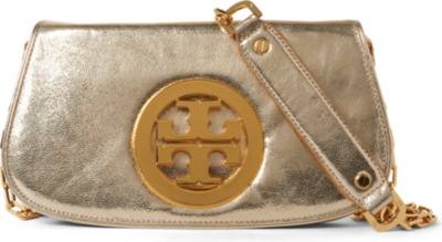 TORY BURCH Metallic logo clutch