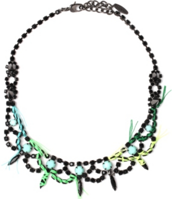 JOOMI LIM Crystal spike and thread necklace in jet blue