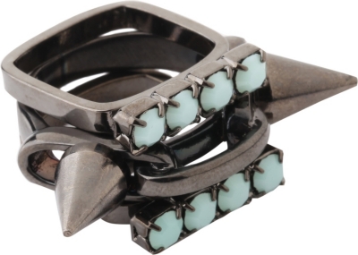 JOOMI LIM Set of three crystal spike rings