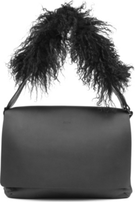 JOSEPH Mongolian shearling-strap bag