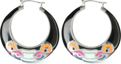 KENZO Tiger enamel hoop earrings