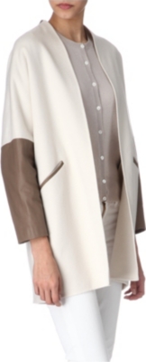 AGNONA Leather-sleeves coat