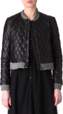 HOLMES & YANG Quilted leather bomber jacket