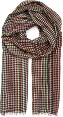 PAUL SMITH ACCESSORIES Multi-striped checked scarf