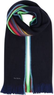PAUL SMITH Reversible striped-edge scarf